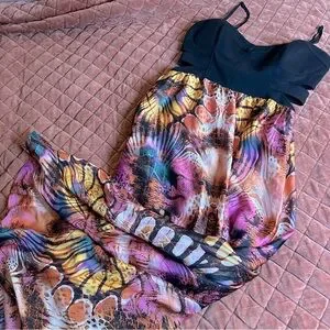 chinese dress ladies Printed Stain Maxi Dress – bebe main image 1